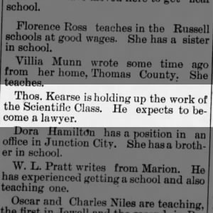 Thomas keares class Normal Register 1 Oct 1890