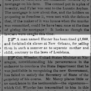 1856 Article about illegality of separating enslaved women and their children