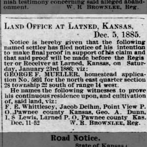 The Sun
01 Jan 1886, Fri ·Page 1
Land Office Mueller