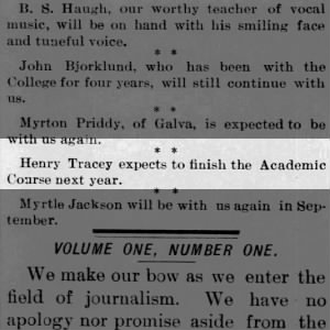 Henry expent toooo finish the Academic Course next year  15 July 1896  Teacher and Student McP