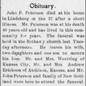 Obituary for John P. Peterson