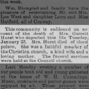 Hurst, Mary Belle Faulkner - died of ‘blood poison’