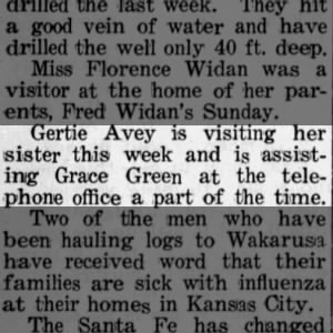 Grandma visiting Aunt Mae and working part-time at the telephone office.