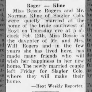 Marriage of Rogers / Kline