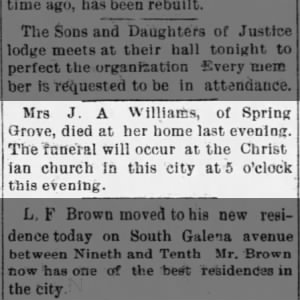 Obituary for J . Williams