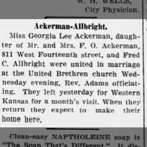 Ackerman-Allbright Marriage