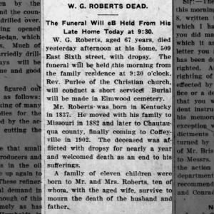 Obituary for W. G. ROBERTS