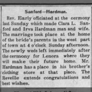 Marriage of San-ford / Hardman