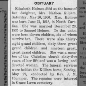 Obituary for Elizabeth Holmes