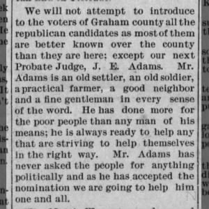 James E. Adams runs for Probate Judge on Republican Ticket