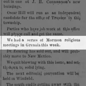 Followers of Christ, #Mormons, 
See 2/7/1880 Page 1
https://www.newspapers.com/image/418902714