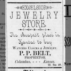 Excelsior Jewelry Store. PP Belt 1885