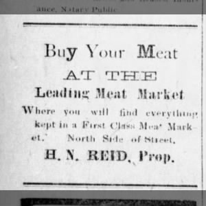 1904 Chautauqua KS advertisement for H.N. Reid's meat market