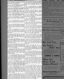 Meade Harlan, fireman, cut large gas in foot, 8 Aug 1902, Parsons Evening Herald, Kansas