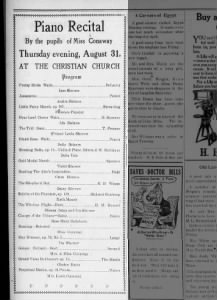 Piano Recital Program 8-31-1916