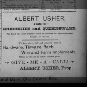 Albert Usher - The Herald, Oak Hill, KS - May 23 1889