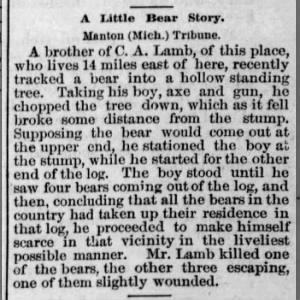 C.A. Lamb_1883_bear story11_Chautaugua Springs Spy