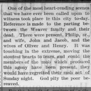 Nancy Good Weaver Sons Story Apr 20 1886