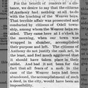 Nancy Weaver Sons story Apr 20 1886