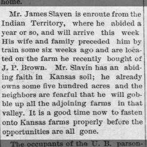 J.P. Brown Farm and James Slaven 1892 