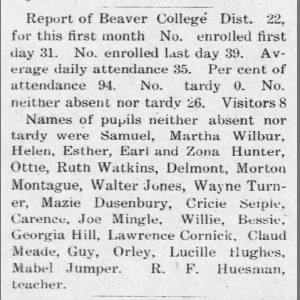 1905 10 17 Beaver College Report Dusenbury The Westland Home Tues Pg 2
