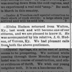 Elisha Hudson Move to Kansas