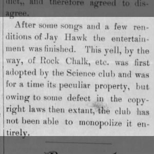 Origin of "Rock Chalk" cheer by the Science Club (1889).
