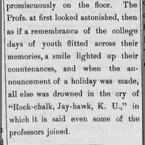 "Rock-chalk, Jay-hawk, K. U." (1889).