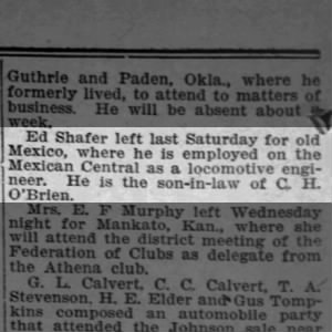 Ed left to go back to work on the Mexican Central October 1907