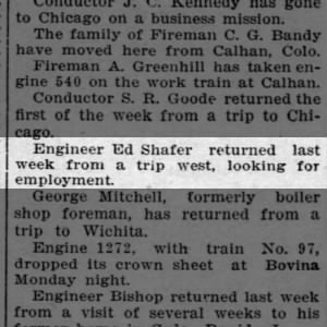 Englebert looking for employment october 20, 1905