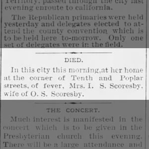 Death notice for Nettie I Parks Scoresby
