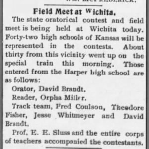 Track meet in Wichita, F. Coulson, 1908