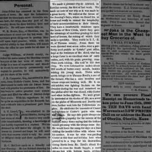 Article in the (Kenneth Kansas) 14 Jul 1881