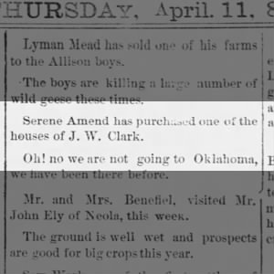 Purchase of house of J.W. Clark