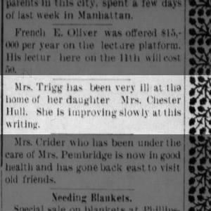 Mary Triggs ill at daughter 