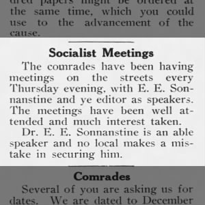 Socialist Meetings - E E Sonnanstine