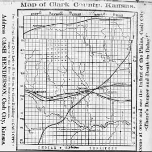 Map of Clark County, Kansas with Cash City