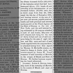 Unsell James Wesley 1891-Treasurer of township of Mertilla, Meade Co., Kansas. clip 2 of 2