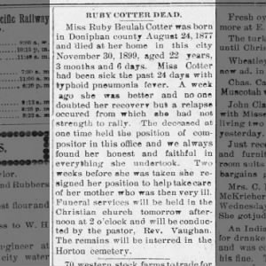 Ruby Cotter Lewis Obit.