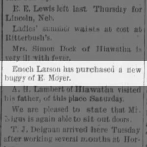 Enoch Larson purchased a buggy July 1905