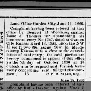 25 Jun 1886 Land Office