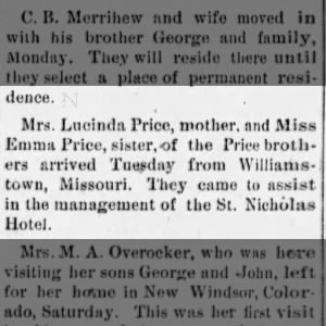 Stock Journal 28 Feb 1901 Coldwater KS Thursday pg 5 PRICE article