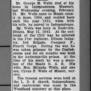 Obituary for George M. Wells