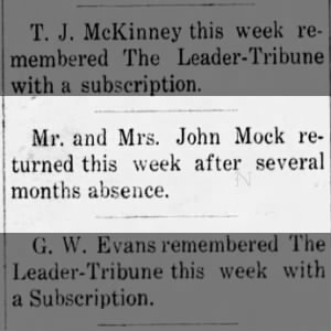 1911 8/17 The Leader-Tribune Mocks return to Englewood after being gone months