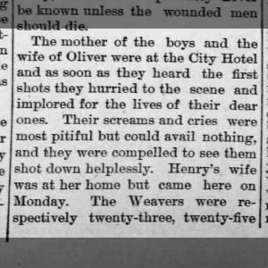 Nancy Good Weaver reaction to murder of sons. 1886