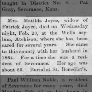 Obituary for Matilda Joyce