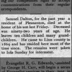 Obituary for Samuel Dalton