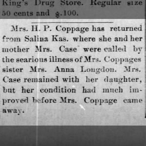 Anna Case Longdon: illness