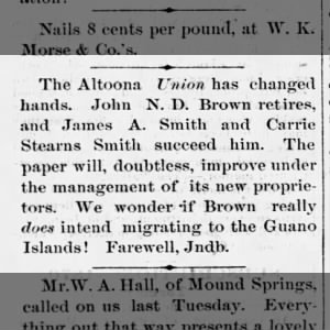 1870.Smith.Stearns take over Altoona Union paper