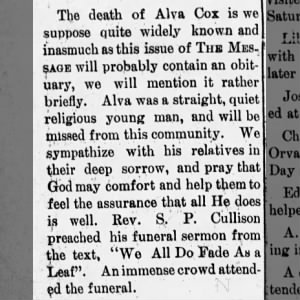 Alva Cox funeral